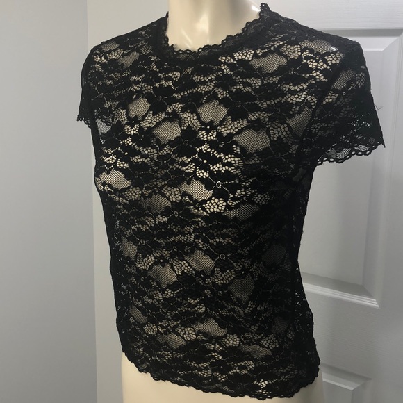 Zara Tops - 🌟Black lace short sleeve ZARA top-sexy -small